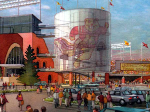 
An artist's rendition of the University of Minnesota's proposed $235 million on-campus stadium. Under a corporate sponsorship deal with TCF Financial Corp., the facility would be called "TCF Bank Stadium." (Illustration courtesy of the University of Minnesota)