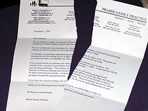 
A letter from the clinic says Jessica Sundjalm couldn't see a Certified Nurse Midwife for her delivery.  She tore it in half. (Cara Hetland)
