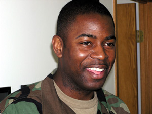 
Army Sgt. 1st Class Gary Flowers says parents have made recruiting high school students more difficult. But he says young people remain interested in military careers. (MPR Photo/ Mark Zdechlik)