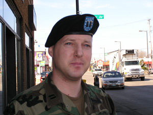
Army Capt. Valent Bernat commands recruiting efforts throughout Minneapolis and several sourthern and western suburns. Bernat says the Department of Defense concluded that Minnesota should be producing more soldiers. (Mpr Photo/ Mark Zdechlik)