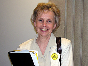 
Stillwater resident Margaret Boettcher says she's concerned that cuts to MinnesotaCare will affect her bottom line.  (MPR Photo/Tom Scheck)