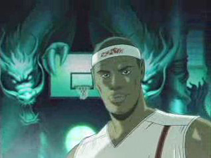 
In Nike's "Chamber of Fear" ad, now banned in China, NBA star LeBron takes on two dragons -- and wins.  Oops. (Image from AsianMediaWatch.com)