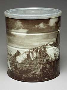 
This Hills Brothers coffee can was printed with a reproduction of an Ansel Adams photograph. A former employee of the Minneapolis Institute of Arts found the can in a family garage, and loaned it to the MIA for the exhibit. (Image courtesy of the Minneapolis Institute of Arts)