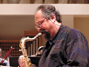 
Saxophonist Joe Lovano rehearses his part to "A Man Descending" (MPR photo/Karl Gehrke)