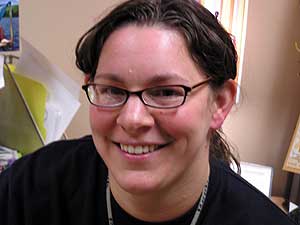 
Sarah Senseman runs the AIDS program for West Side Community Health Services. Her clinic used to do outreach but those programs ended when grants ran out.  Now the West Side clinics only provides service to people once they have HIV or AIDS.  (MPR Photo/Bianca Vazquez Toness)