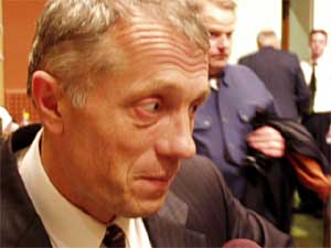 
House Speaker Steve Sviggum says it makes no sense to pass the gas tax increase proposal, since Gov. Pawlenty has already said he would veto it. (MPR Photo/Michael Khoo)