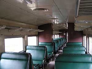 
The Budd car was built for commuter service.  This car was one of the first 10 of its kind built by the Budd Company in 1950.  Similar cars are still in commuter service in places like Dallas-Fort Worth. (MPR Photo/Bob Kelleher)