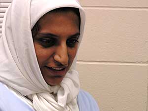 
Farheen Hakeem leads four all-Muslim Girl Scout troops in Minneapolis. She work for the Girl Scout Council of Greater Minneapolis as a membership coordinator.  (MPR Photo/Bianca Vazquez Toness)