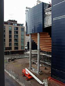 
The new Guthrie Theater complex on the riverfront is taking shape. The building is just one of several major construction projects involving cultural institutions in Minneapolis. (MPR Photo/Marianne Combs)