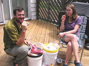 
Pugh and Robinson on a rare land visit in Red Wing recently.  (MPR Photo/Greta Cunningham)