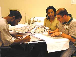
Most of the designers working on the charrette in Duluth are graduate students at the University of Miami.  Expenses of the charrette were paid for by the Knight Foundation, which funds community-building projects in cities with Knight-Ridder newspapers. (MPR Photo/Stephanie Hemphill)