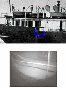 
A railing on the wreck matches a railing on an old picture of the Benjamin Noble. (Photo courtesy Randy Eliason)