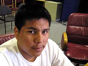 
Tim Sumner is assistant to the tribal chairman and also serves as the youth council advisor. Sumner says one goal of the youth council is to develop future leaders for the tribe. (MPR photo/Tom Robertson)