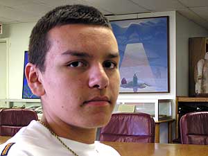 
Youth council member Tom Barrett says he's tired of hearing his friends complain that there's nothing to do on the reservation. Barrett says the youth council can make a difference, but it will take cooperation from adults and other organizations. (MPR photo/Tom Robertson)