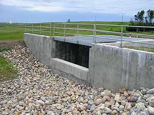 
This canal is part of the nearly 14-mile Devils Lake outlet. North Dakota officials hope water from Devils Lake will soon be flowing through this portion of the outlet. (MPR Photo/Bob Reha)