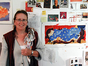 
Matthew Smith's wife, Lauren Stringer, is a successful painter in her own write, has illustrated many children's books and written her own as well. While she mourns the loss of Smith's paintings, she understands the artistic impulse to pursue a vision to its end, no matter where it takes you. (MPR Photo/Marianne Combs)
