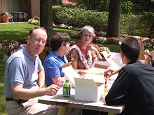 
David Foss Garrison was chairman of the celebration. It included this family picnic, lectures by experts on the abolotionist movement, and a tour of exhibitions at the
Afro American Museum of History and the Boston Public Library.  (Photo courtesy of Curtis Gilbert)