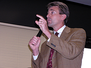 
R.T. Rybak says his first term focused on building more affordable housing to the city. (MPR Photo/Tom Scheck)