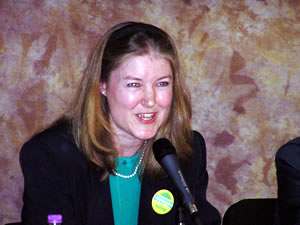 
Green Party candidate Elizabeth Dickinson says she's in the race because the city needs a more progressive voice in City Hall.  (MPR Photo/Tom Scheck)