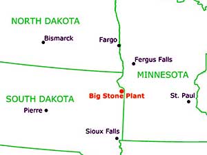 
This map shows the location of the Big Stone plant. (Image courtesy of Otter Tail Power Co.)