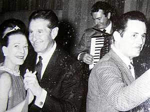 
Betty Zuber danced with Lawrence Welk when he came to the Lakeside Ballroom in the 1960s.  Zuber's late husband Ervine is on the right, leading the band, and Myron Floren is in the background playing his accordion. (Photo courtesy Betty Zuber)