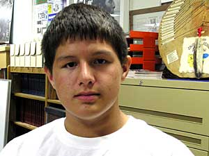 
Red Lake High School student Jim King says he expects only about have of students will show up at the start of school. But King says he's optimistic that enrollment will rise over time. (MPR photo/Tom Robertson)