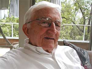 
Leonard Parker first met Ralph Rapson when he was a student in one of Rapson's classes at MIT. Parker later joined Rapson on the faculty at the U of M, where he taught architecture for 34 years.  (MPR Photo/Marianne Combs)