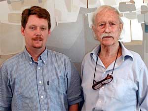 
Father and son architectural team Ralph and Toby Rapson. Toby says it helps having his father's name recognition.  Ralph says Toby doesn't get nearly enough credit for running their firm.  (MPR Photo/Marianne Combs)