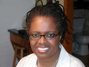 
Timi Griffin was one of 100 volunteer evaluators who critiqued local theater productions. (MPR photo/Chris Roberts)