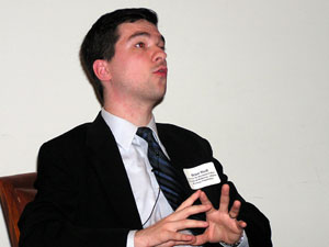 
Brian Riedl, the lead budget analyst at the  Heritage Foundation, says the public is "vehemently opposed" to every solution.
 (MPR Photo/Laura McCallum)