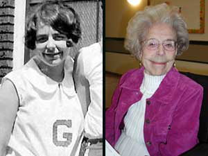 
Ruth Bratrud Jacobson was on the very first Grand Meadow girls basketball team in 1929. She's shown here in the team photo from 1930, and now -- in her 90s. (Photo courtesy of Dorothy McIntyre)