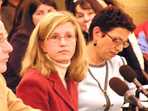
Deputy MPCA Commissioner Kristin Applegate testified on behalf of her boss Sheryl Corrigan. She said the MPCA is doing a thorough job following up on PFC contamination. (MPR Photo/Elizabeth Tannen)