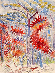 
Artist Walter Anderson didn't limit his paintings to wildlife. In addition to his sketches and block prints of plants and animals (including his depiction of woods in the fall, pictured above), Anderson also drew hundreds of illustrations for Don Quixote and Shakespeare's plays. (Image courtesy of Bell Museum of Natural History)