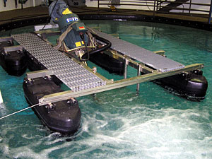 
This floating water pollution device by Aeration Industries in Chaska creates tiny air bubbles that promote the growth of good bacteria. (MPR Photo/Lorna Benson)