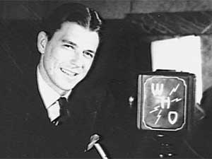 
A young Ronald Reagan was a sports announcer at WHO radio in Iowa, and was a big fan of Iowa football player Ozzie Simmons.  (Photo courtesy of Des Moines Broadcasting)