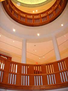 
The central atrium in the new wing reaches up three stories, including two floors of galleries. (MPR photo/Euan Kerr)