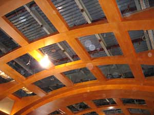 
The imposing vaulted ceiling is still under construction. (MPR photo/Euan Kerr)