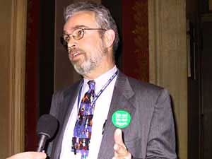 
Peter Benner, a retired AFSCME union director
who's been active in health care reform initiatives, says the governor's alliance of government and business groups 
is too loose to bring about the kind of change Pawlenty promised.
 (MPR file photo)