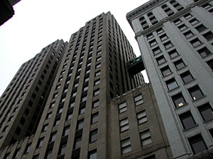 
The small skyway between the older and newer portions of the building is said to be the first skyway in St. Paul. (MPR Photo/William Wilcoxen)