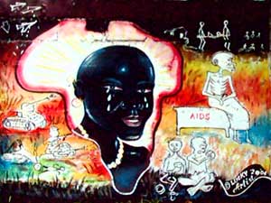 
This section of a mural in Dar es Salaam speaks volumes about the impact of AIDS in Tanzania. (Photo: Jonah Eller-Isaacs)