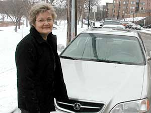 
The used car bought by Joanne Stuckmayer of Eden Prairie is one of as many as 30,000 vehicles totaled by State Farm in previous crashes, but not labeled as junkers or wrecks. (MPR photo/Dan Olson)