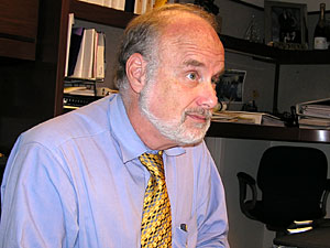 
Dr. Robert Berenson sees what he calls the hype of consumer-driven health care as a distraction from the real problem.  He says the crux of the health care crisis is the cost of  treating the chronically ill, not removing warts and doing tests for streph throat.
 (MPR Photo/Mark Zdechlik)