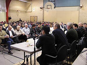 
The depth of feeling on the issue was evident from the large turnout. Worthington has a large immigrant population and many local businesses rely on immigrant labor to keep operating.  (MPR photo/Mark Steil)