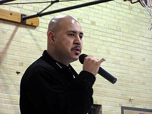
Rodolfo Martinez served in the U.S. Marines, but says he was harrassed by a local police officer who wanted to know about his immigration status. (MPR photo/Mark Steil)