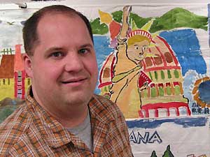 
Teacher Rob Arneson says the art exchange teaches kids there is more to the world than Fargo and the United States. (MPR Photo/Bob Reha)
