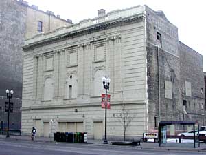 
The Shubert theater as it looks today. Six years ago, the turn-of-the-century theater was hoisted on dollies and rolled a quarter mile to a new location in downtown Minneapolis. It has sat there ever since. (MPR photo/Chris Roberts)