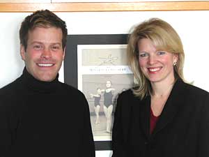 
Stacey Mickelson and Kim Motes of Artspace. Mickelson is director of government relations, Motes is director of the Minnesota Shubert Performing Arts and Education Center.  (MPR photo/Chris Roberts)