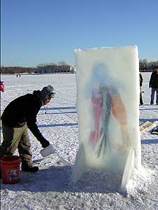 Minnesota Ice Fishing Art Painting.state of the Art Life Under Ice